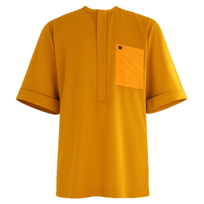 Yellow shirt with a pocket on a white background