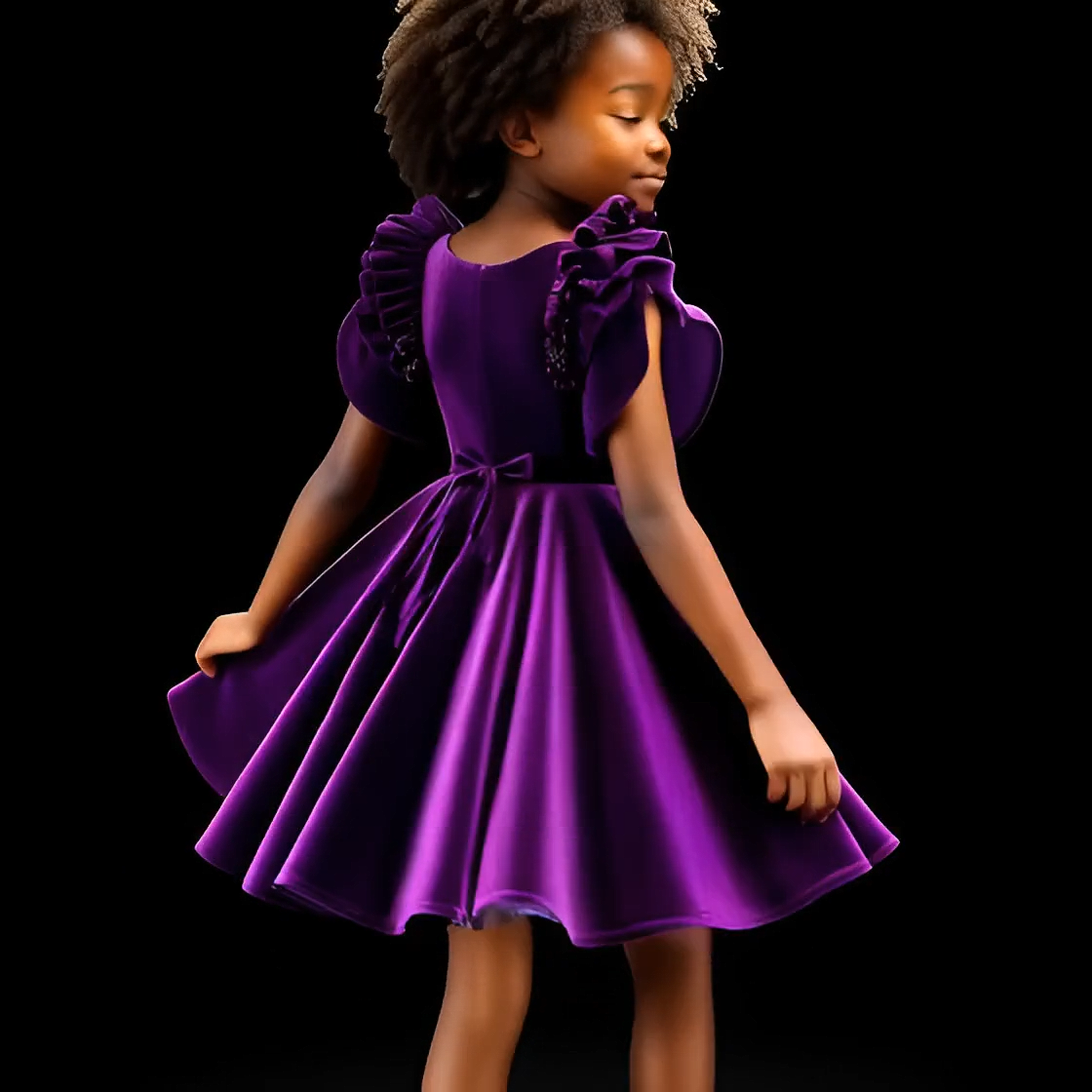 Amethyst Royale Ruffle Velvet Dress