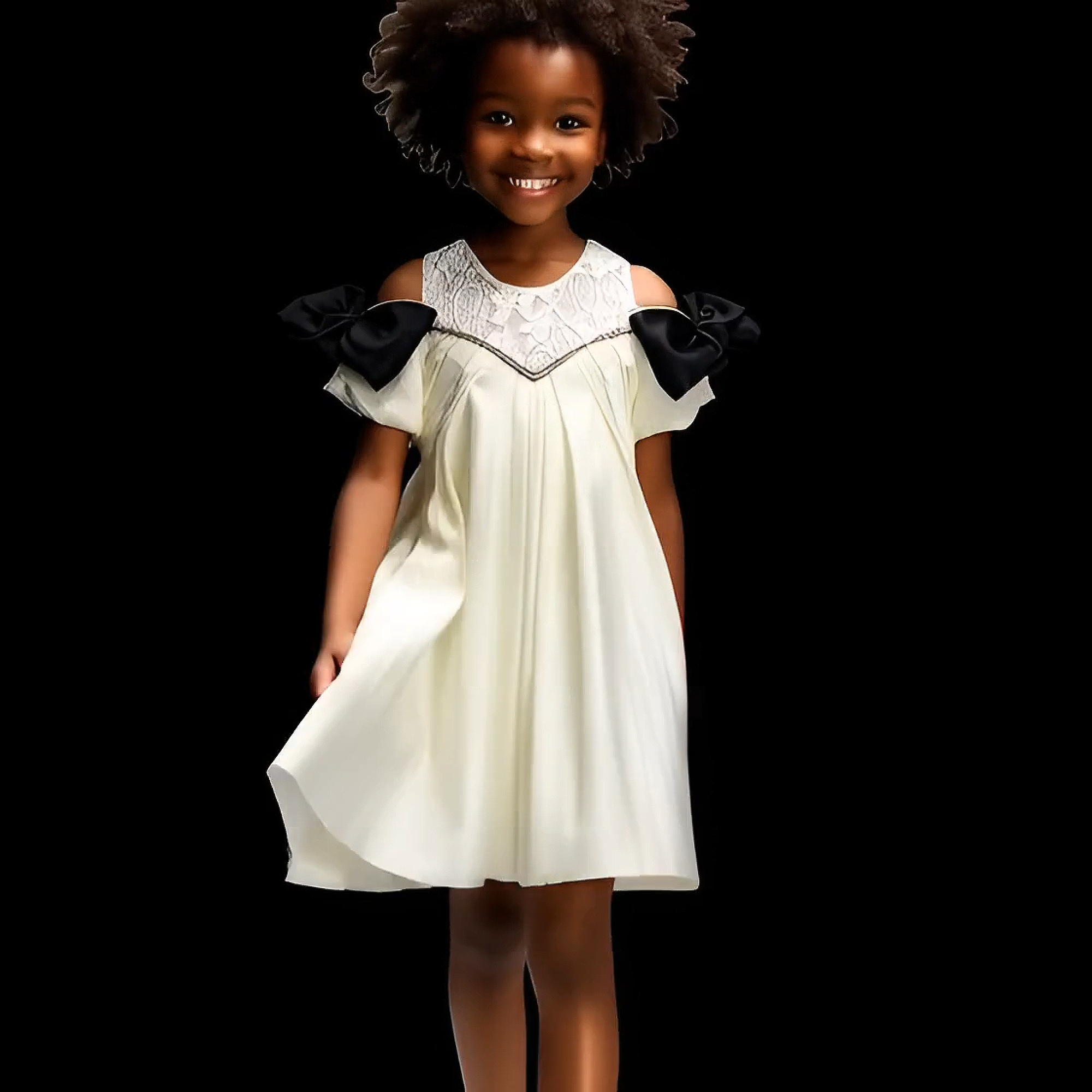 Vivienne Ebony Bow Lace Dress