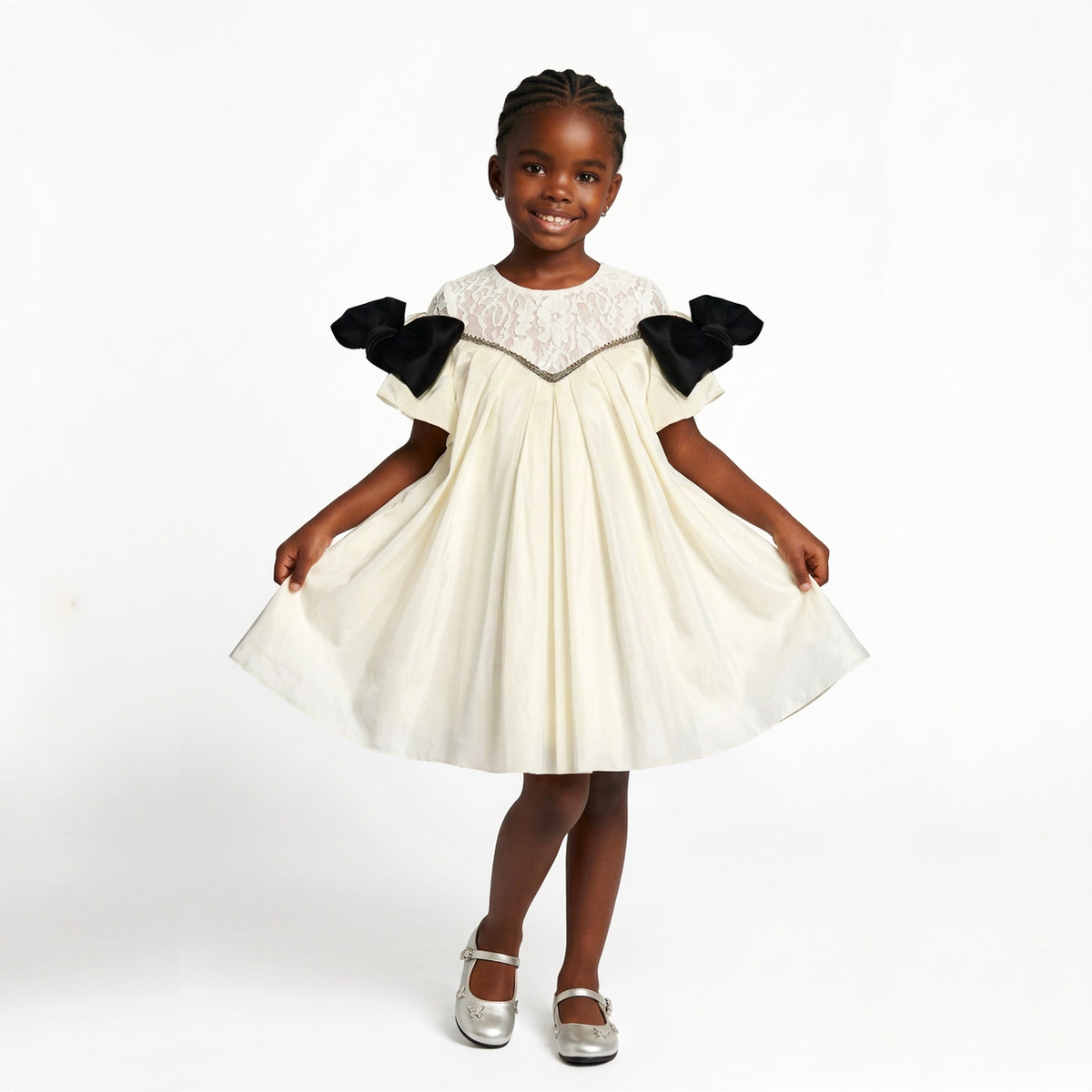 Vivienne Girls’ Bow Lace Dress