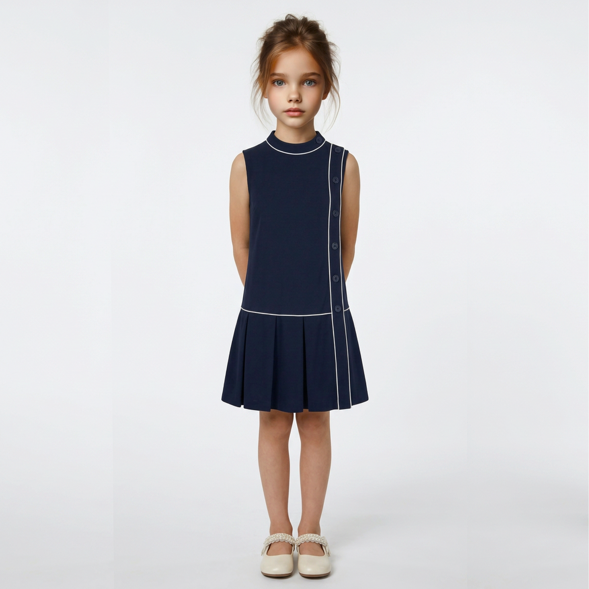 Kezie Girl's Pleated Crepe Dress