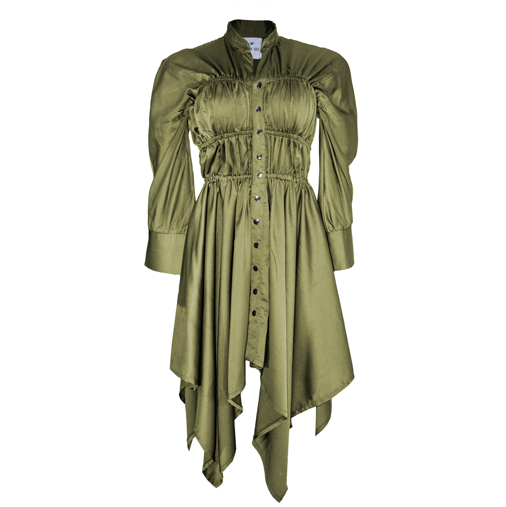 Abena Ruched Silk Shirt Dress