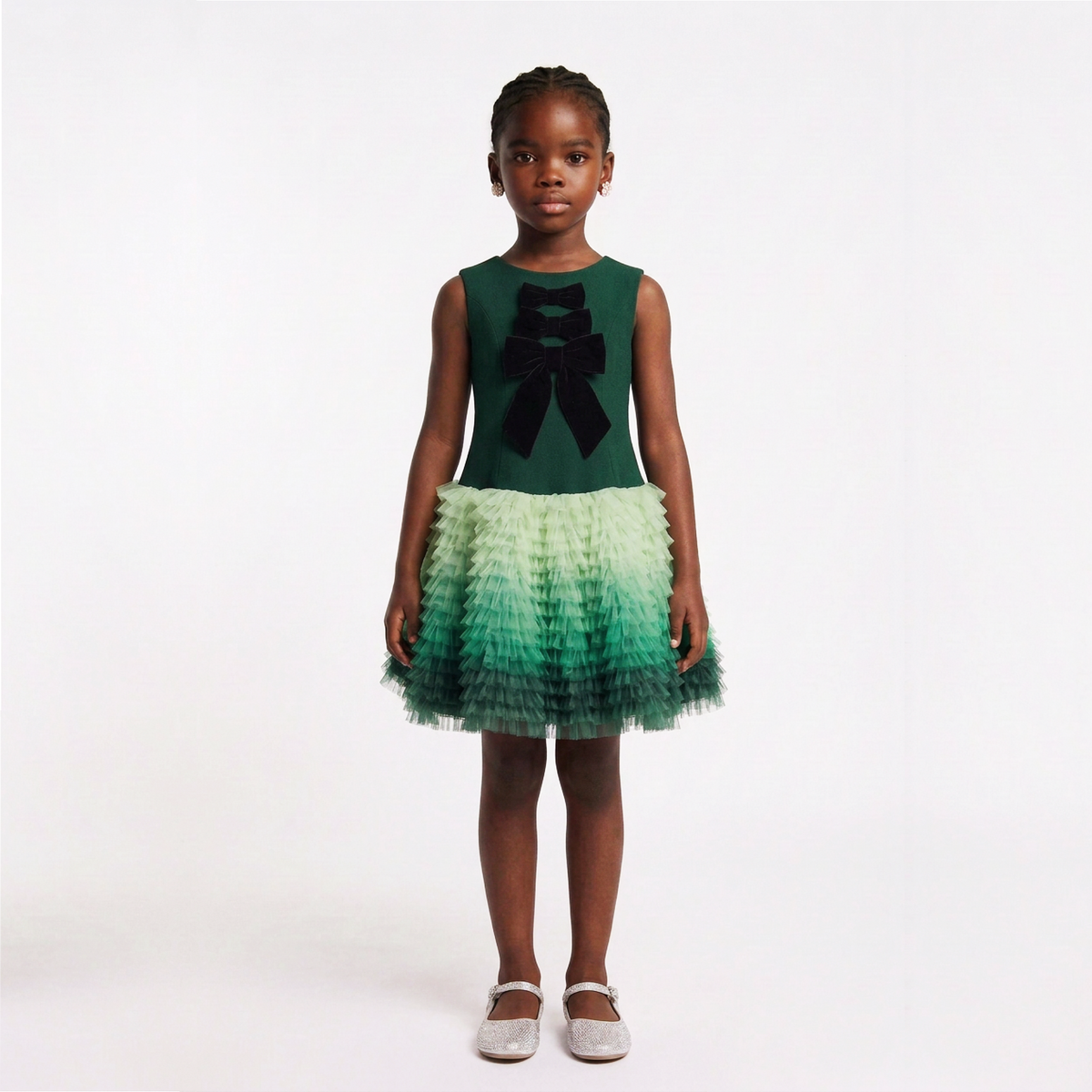 Saphira Girls’ Ombré Bow Ruffle Occasion Dress