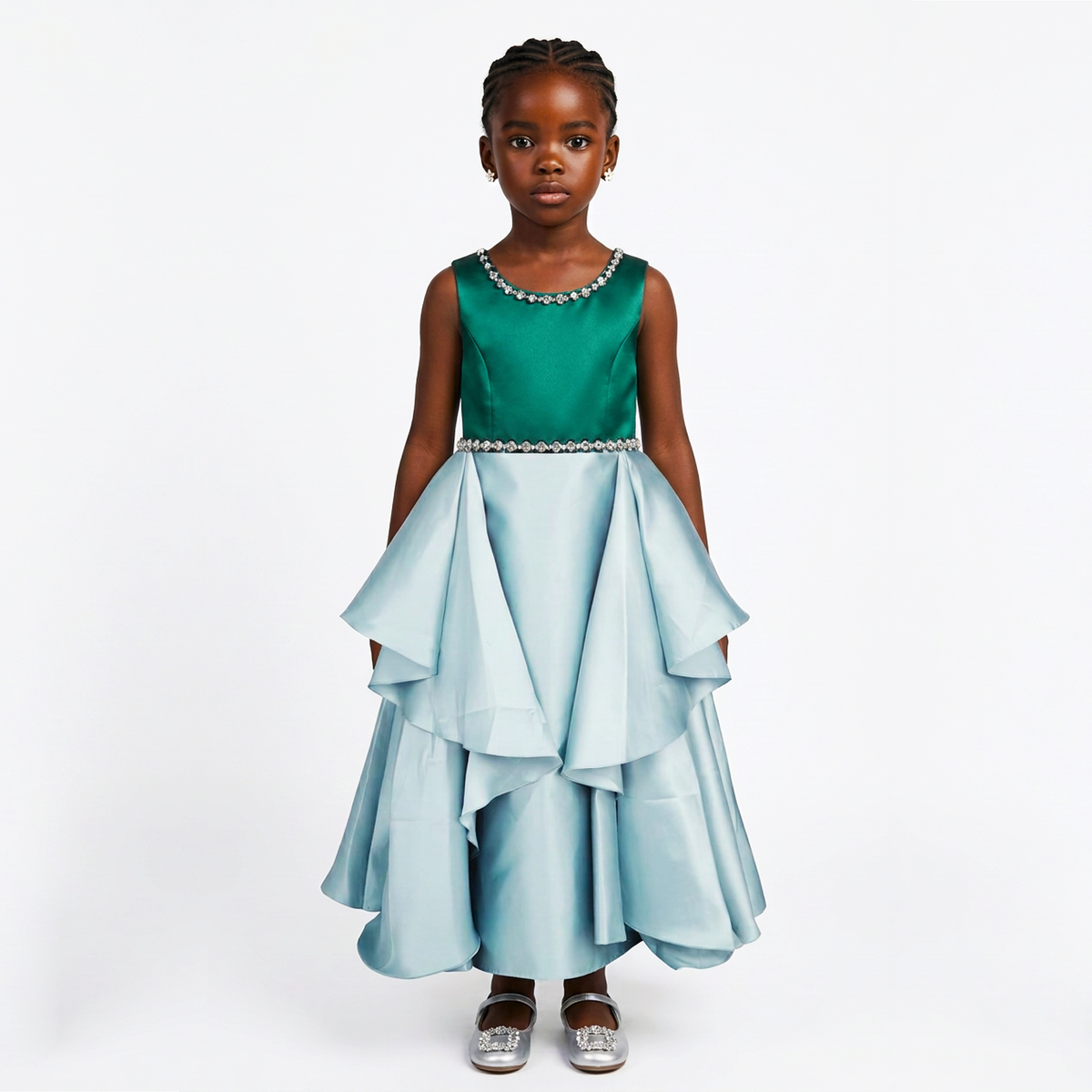 Esmeralda Girls’ High-Low Cascade Occasion Dress