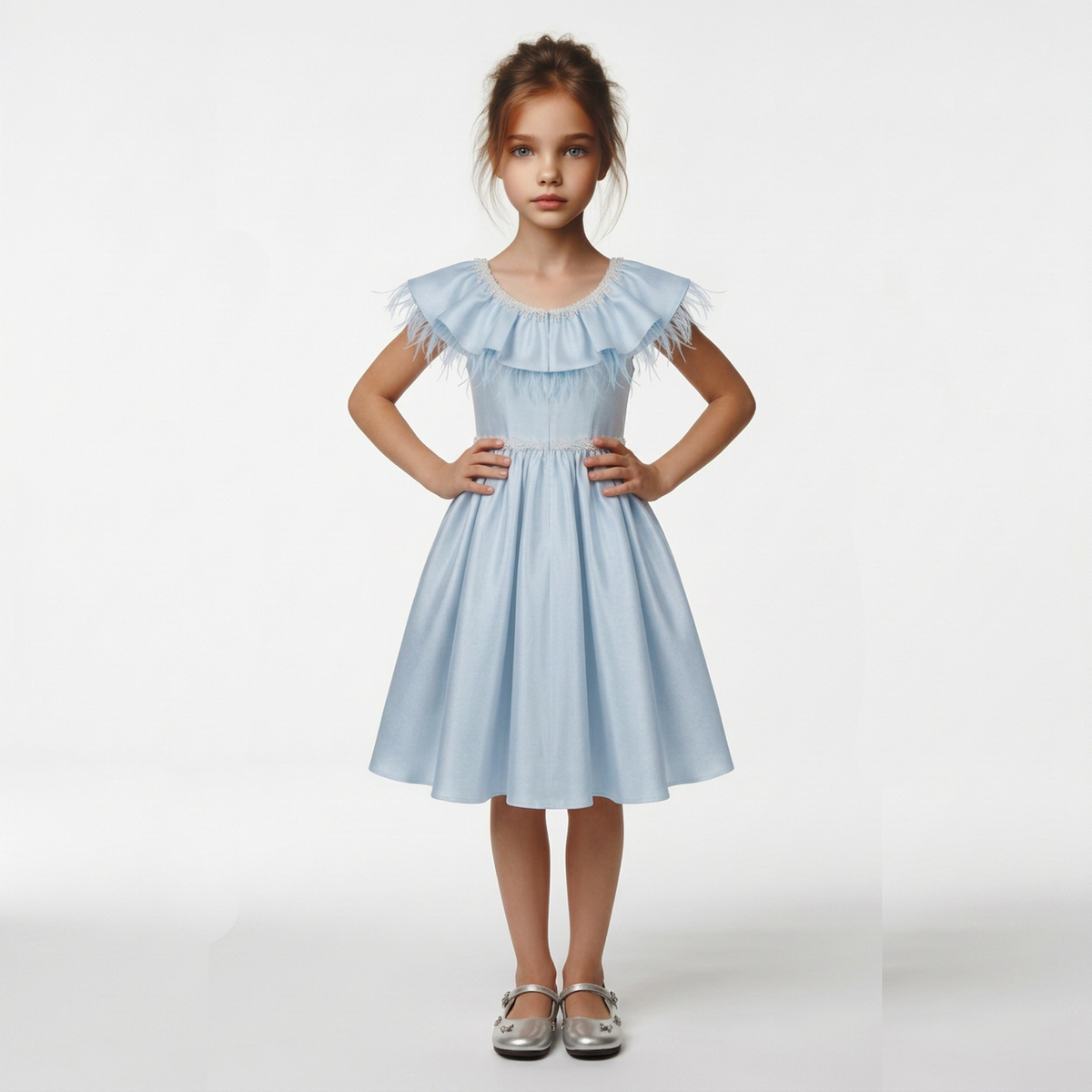 Layla Girls' Silk Flared Dress