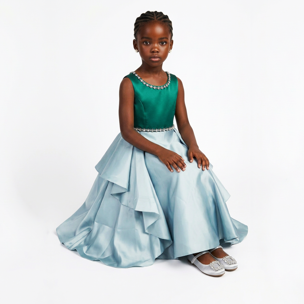 Esmeralda Girls’ High-Low Cascade Occasion Dress