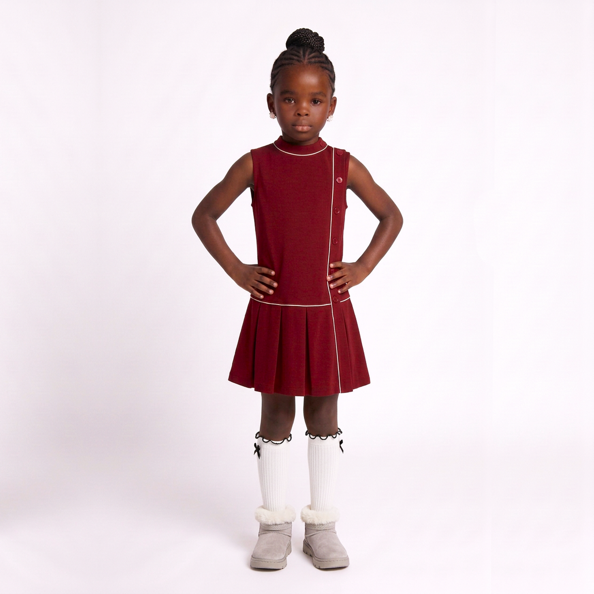 Kezie Girl's Pleated Crepe Dress