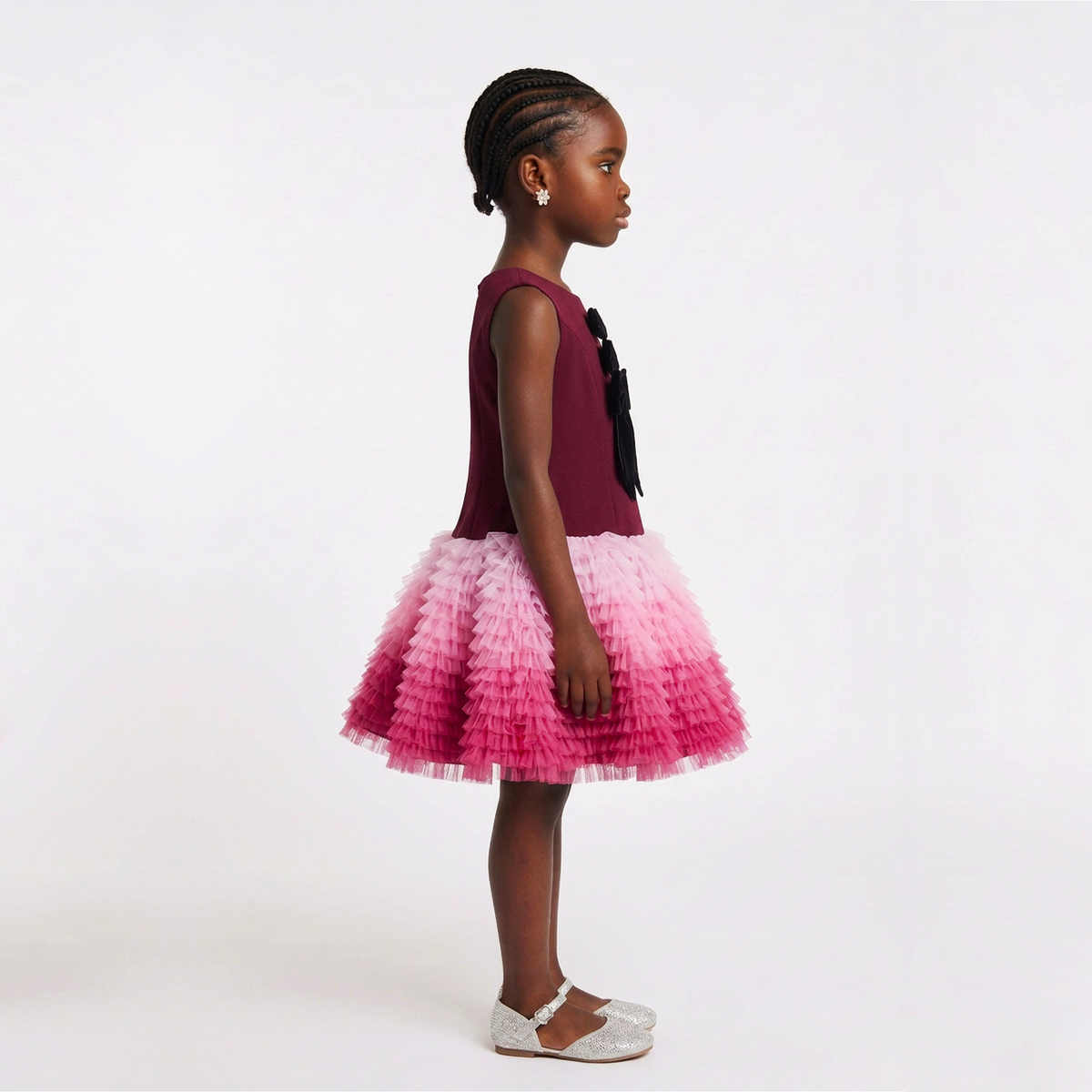 Saphira Girls’ Ombré Bow Ruffle Occasion Dress