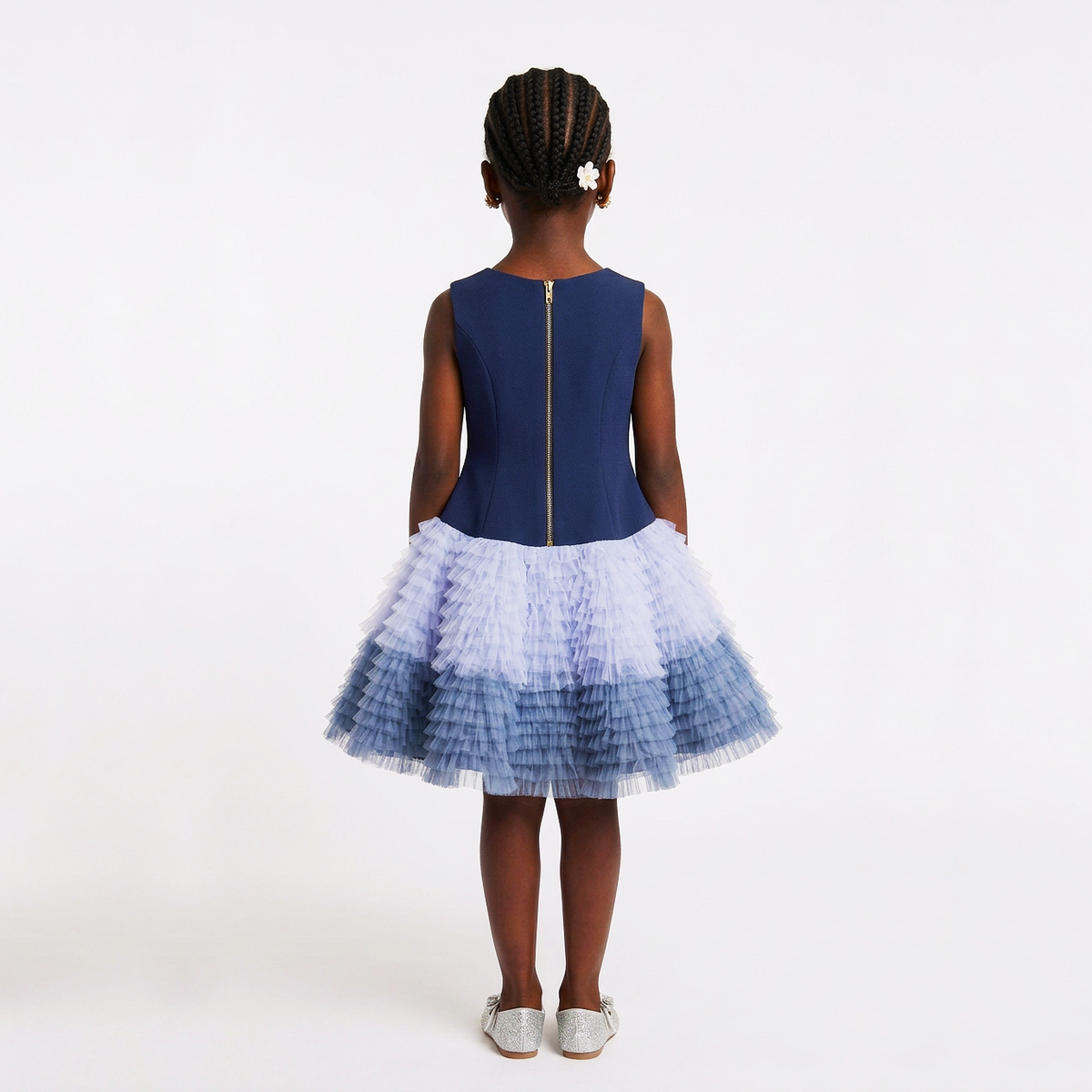 Saphira Girls’ Ombré Bow Ruffle Occasion Dress