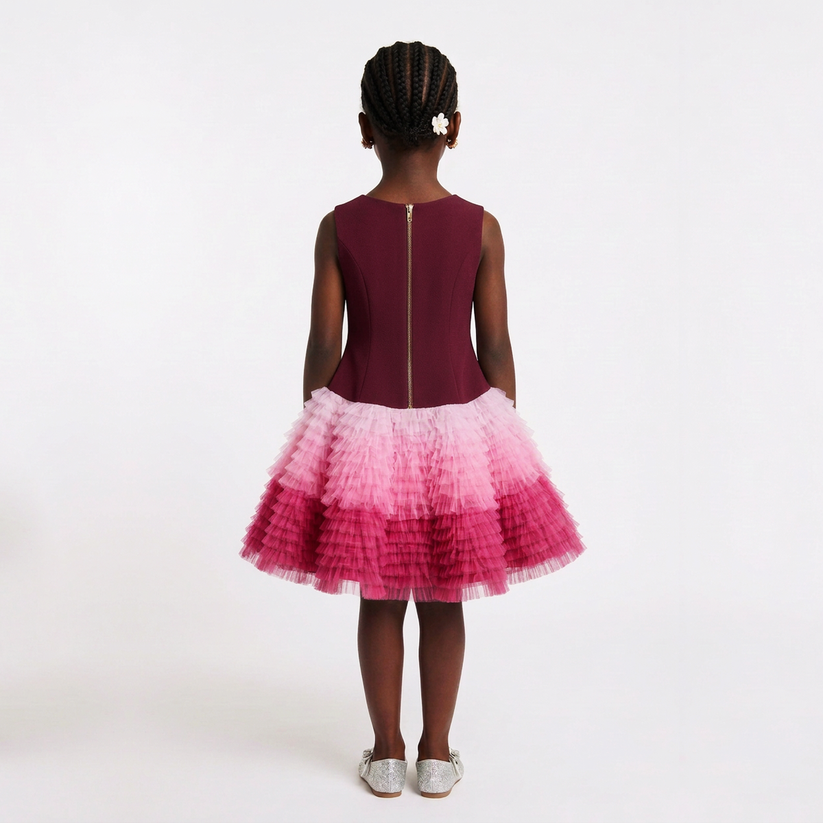 Saphira Girls’ Ombré Bow Ruffle Occasion Dress