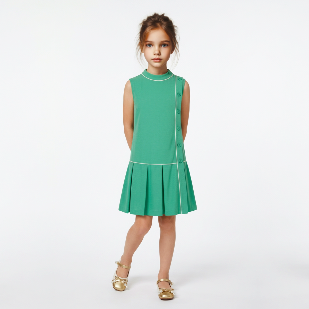 Kezie Girl's Pleated Crepe Dress