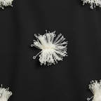 Close-up of white floral arrangement on a black background