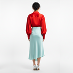 Oma Ruched Drape Silk Midi Skirt