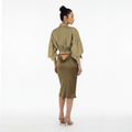 Lami Drape Silk Midi Skirt