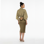 Lami Drape Silk Midi Skirt