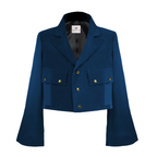 Blue jacket with gold buttons on a white background
