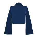 Blue jacket with bell sleeves on a white background