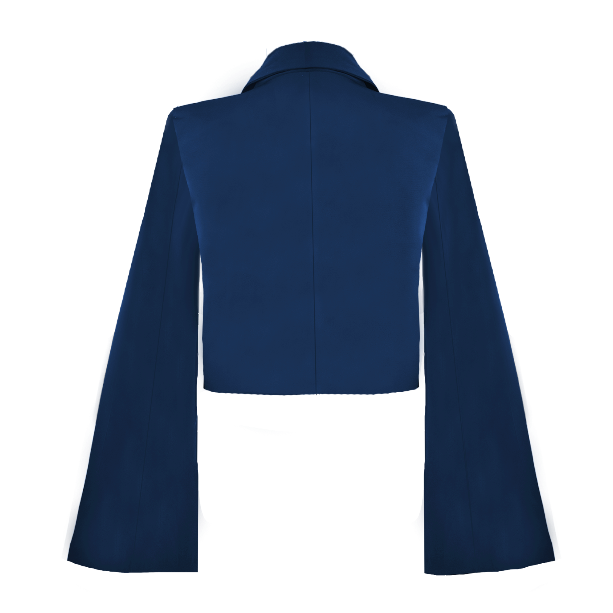 Blue jacket with bell sleeves on a white background