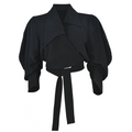 Black cropped jacket with wide sleeves on a white background