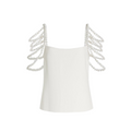 White top with pearl shoulder straps on a white background