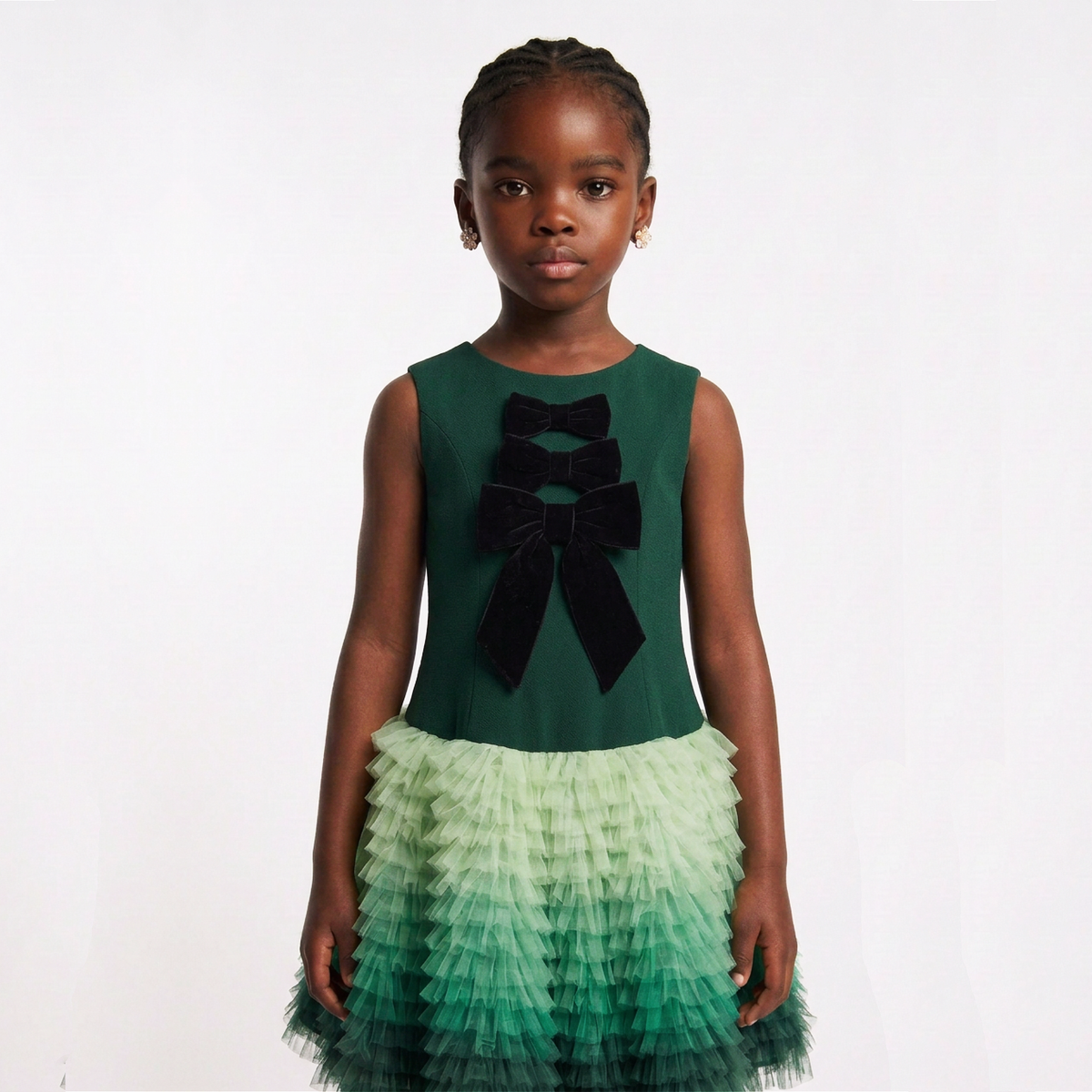Saphira Girls’ Ombré Bow Ruffle Occasion Dress