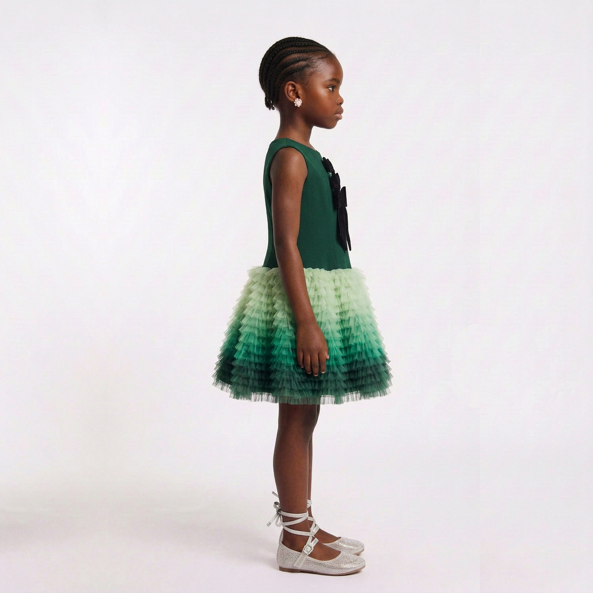 Saphira Girls’ Ombré Bow Ruffle Occasion Dress