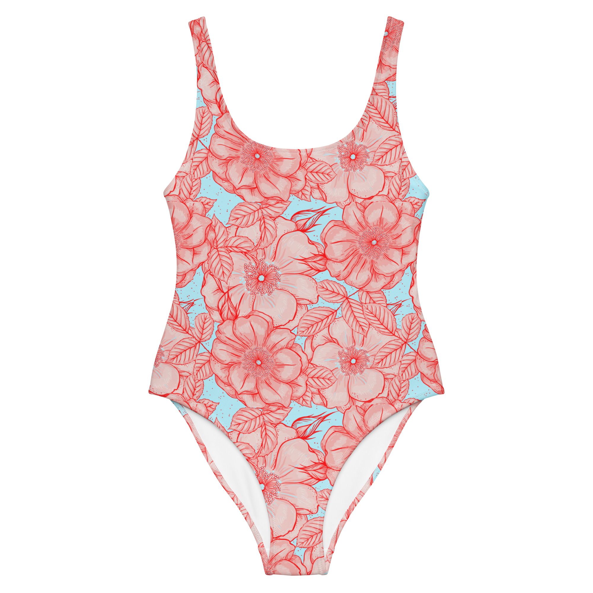 Floral patterned swimsuit on a white background