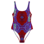 Multicolored patterned swimsuit on a white background