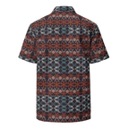 Short-sleeve shirt with a geometric pattern on a white background