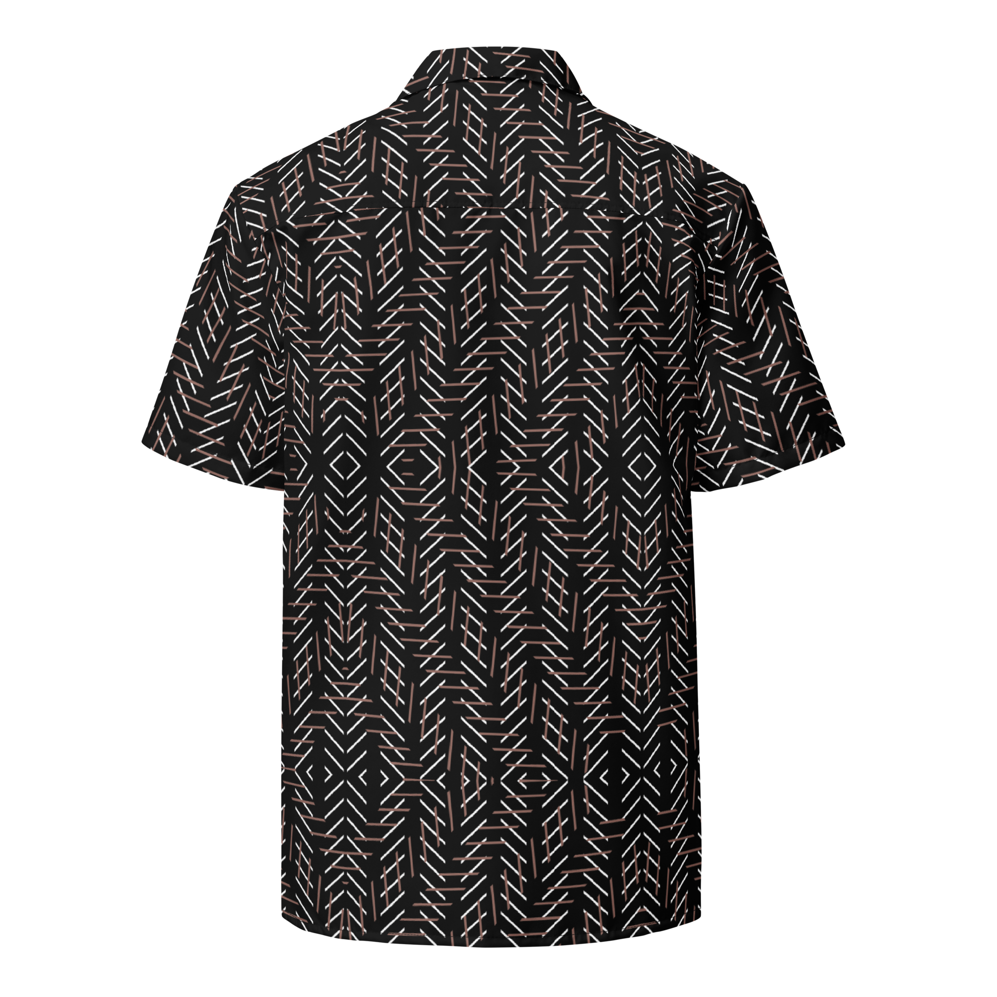 Black patterned shirt on a white background