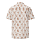 Short-sleeve shirt with a geometric pattern on a white background