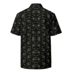 Black shirt with green and white pattern on a white background