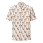 Short-sleeve shirt with a geometric pattern on a white background