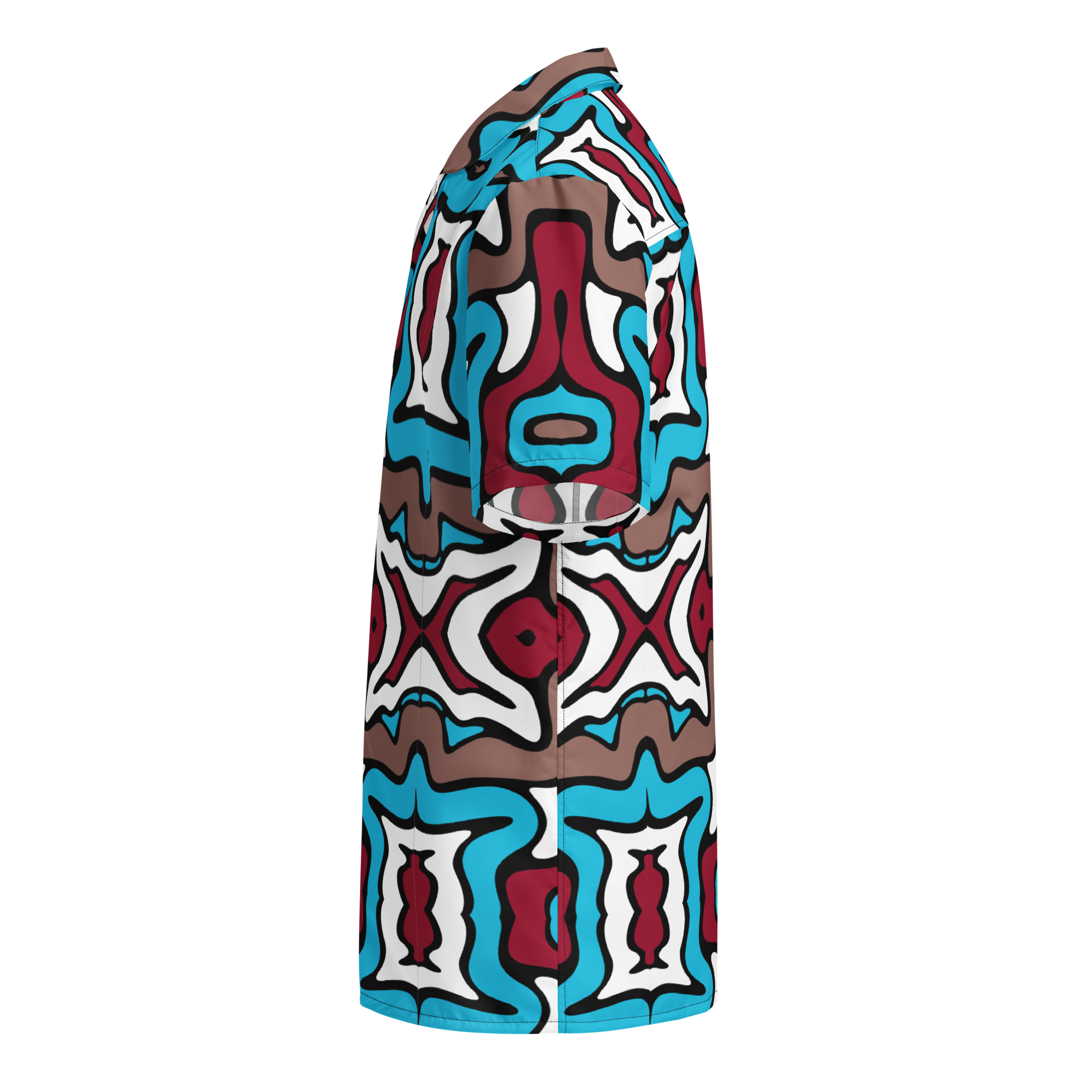 Colorful patterned towel with geometric design on a white background