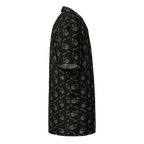 Black shirt with geometric pattern on a white background
