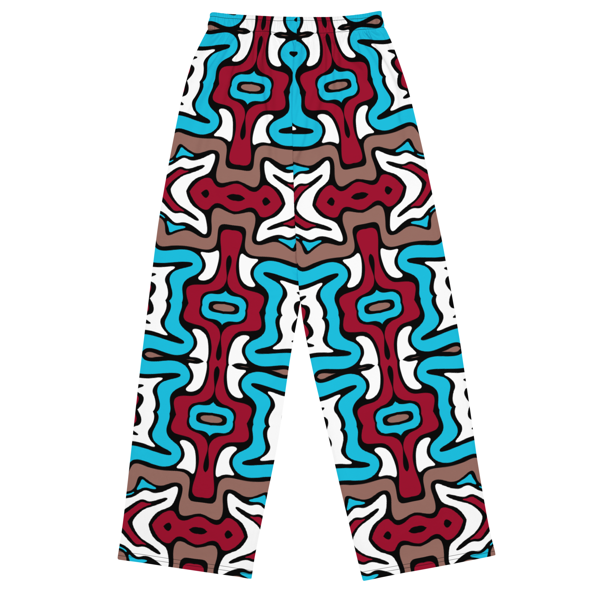 Colorful patterned pants on a white background