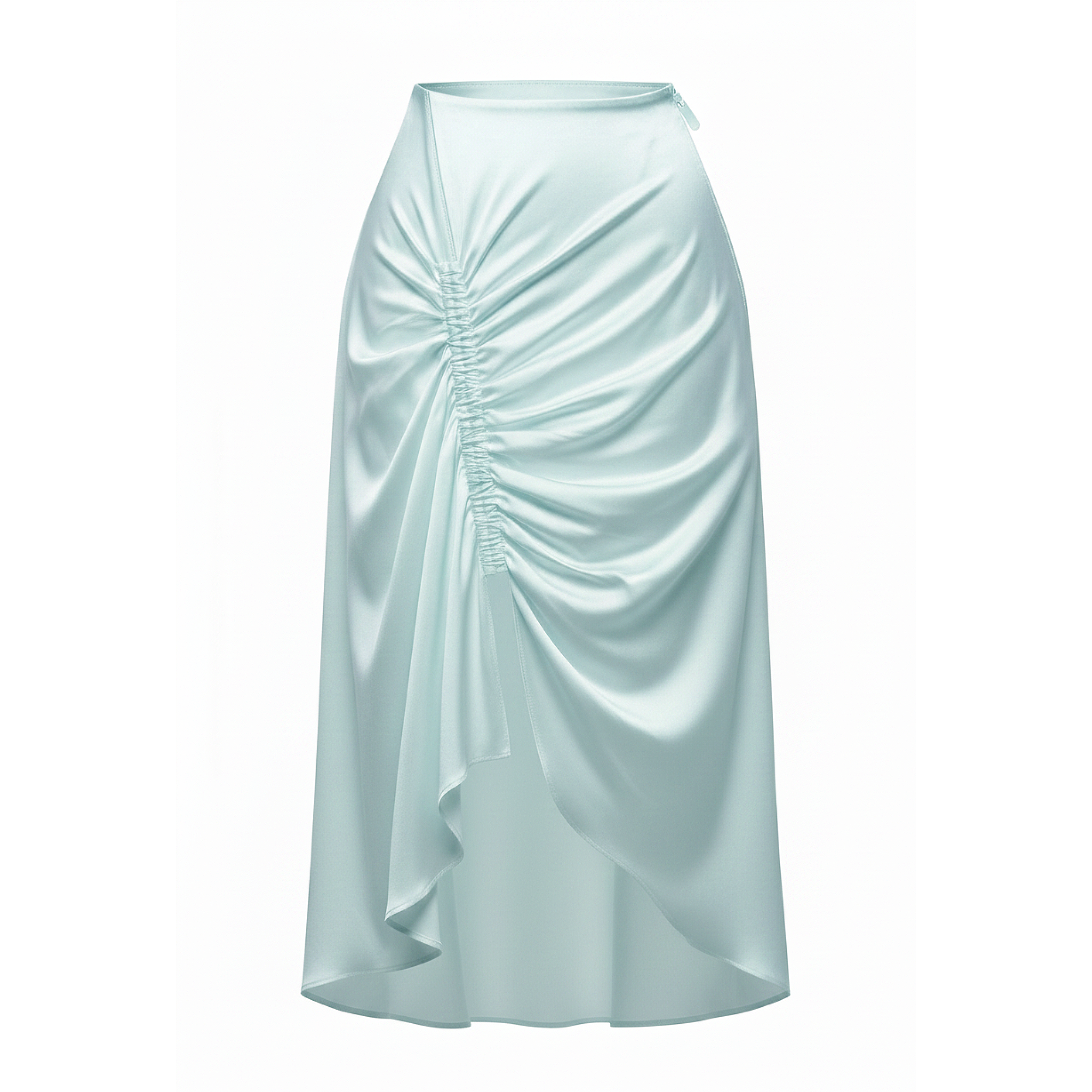 Oma Ruched Drape Silk Midi Skirt