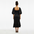 Rosalindt Draped Bodice Silk and Taffeta Dress