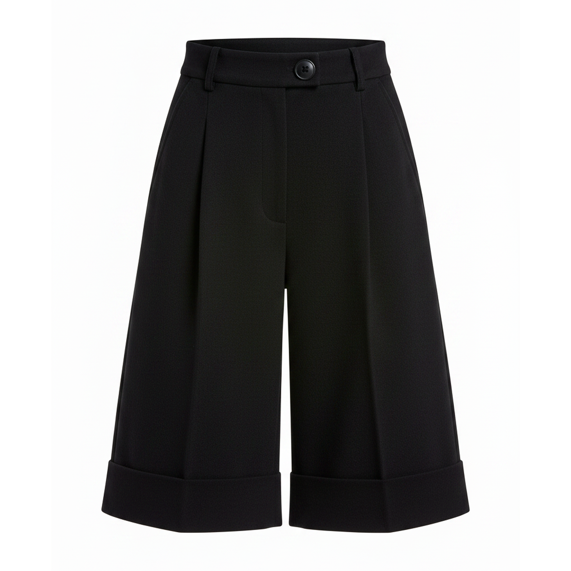 Black wide-leg pants on a white background
