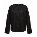 Black long-sleeve shirt with a pocket on a white background