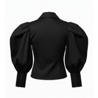 Black blouse with puffed sleeves on a white background