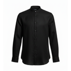 Black shirt with a stand-up collar on a white background