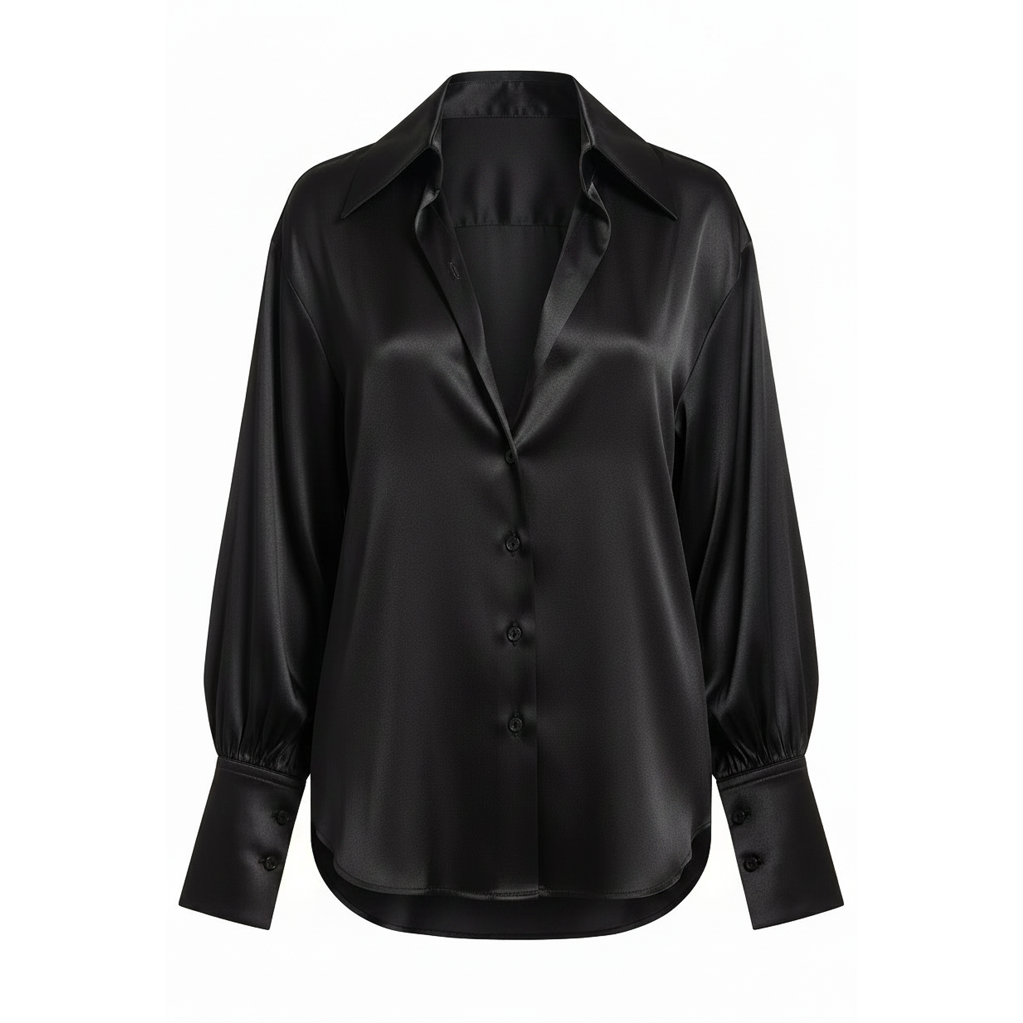 Black satin shirt on a white background