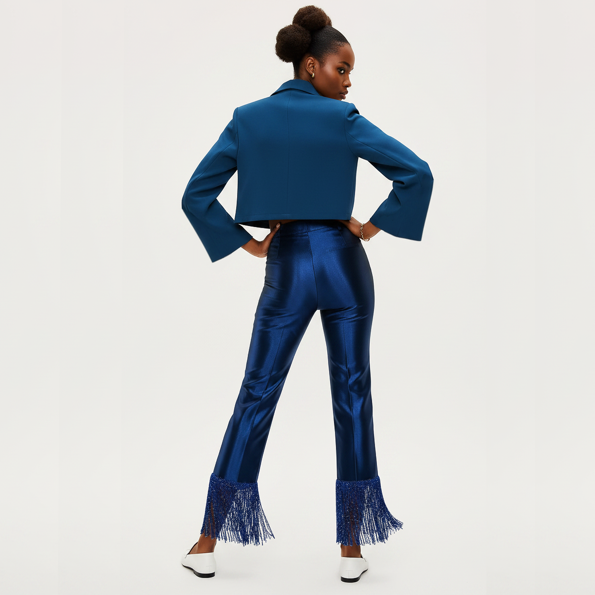 ÌLÚMÍNÀ Indigo Fringe Luxe Trousers