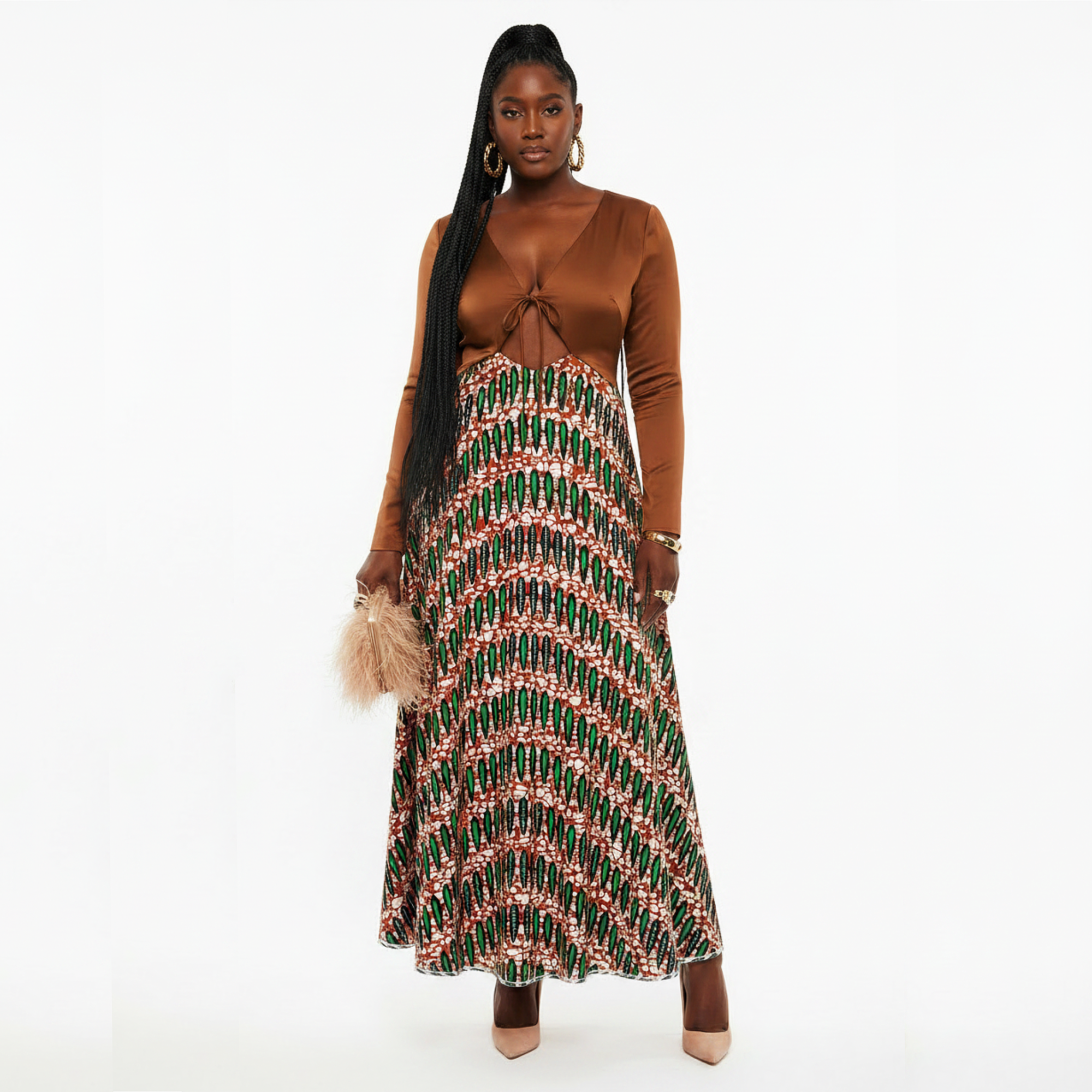 Niola Silk and Cotton Print Maxi Dress