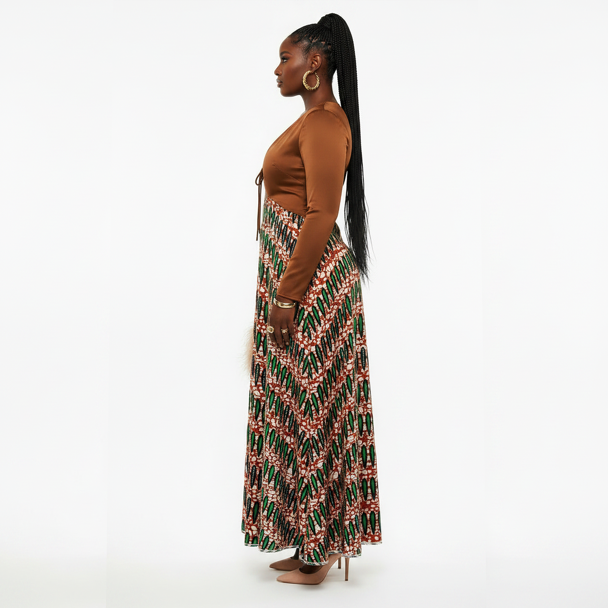 Niola Silk and Cotton Print Maxi Dress