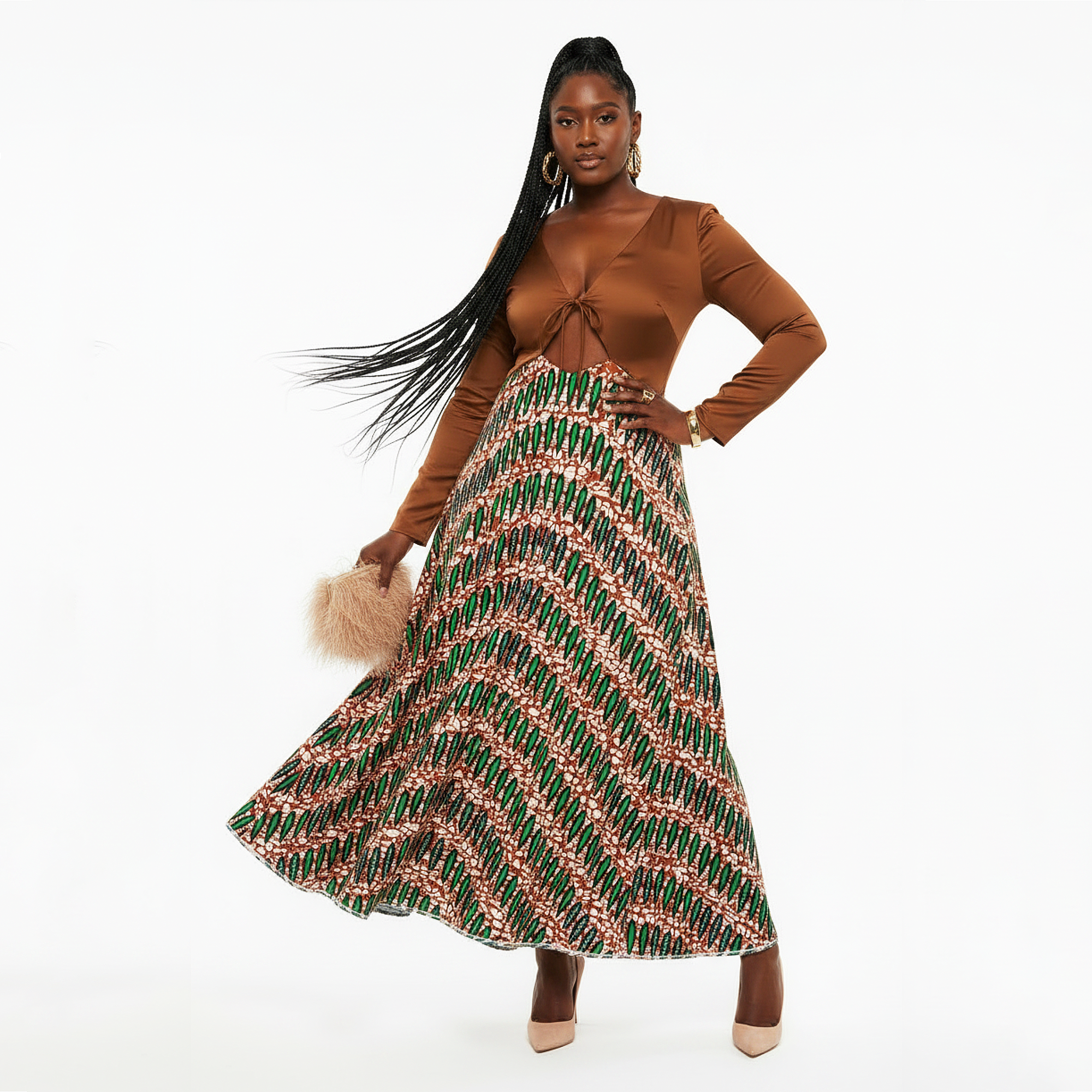 Niola Silk and Cotton Print Maxi Dress