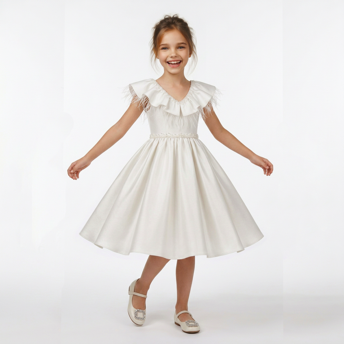 Layla Girls' Silk Flared Dress