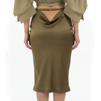 Lami Drape Silk Midi Skirt