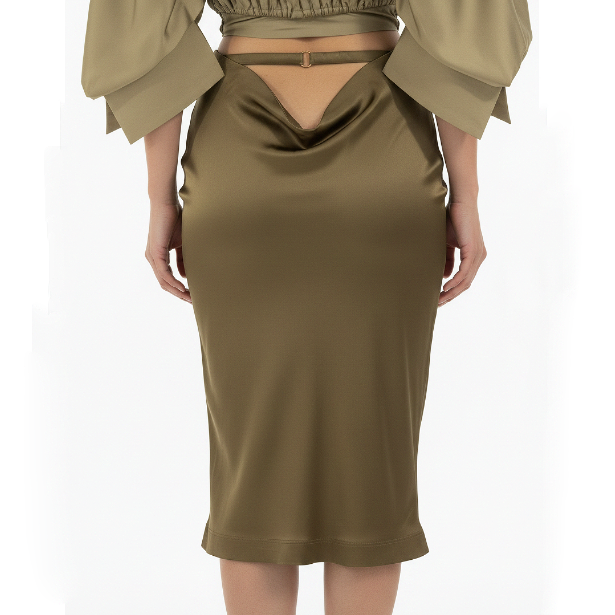 Lami Drape Silk Midi Skirt